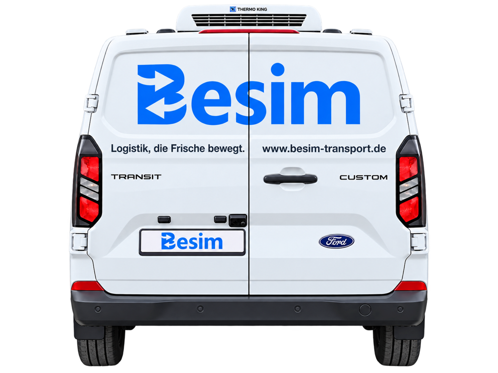 Rückansicht des Besim Kühltransporters
